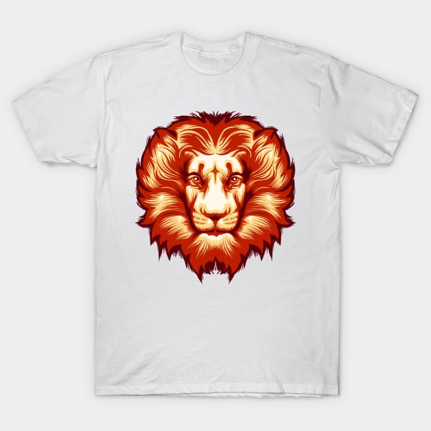 Zodiac Sign of Lion in Fire Circle T-Shirt by devaleta